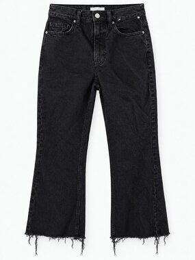 PacSun Black Stretch Crop Boot Jeans Raw Hem High Rise Size 24